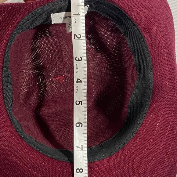 By Anthropologie Cusco ranch hat wine red O/S Polyester Blend Brown Band - Picture 7 of 9